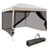 Outsunny 10x10 Pop Up Canopy Tent, Mesh Sidewalls, Adjustable Height, Carry Bag Included - Garden Patio Shade, Easy Setup