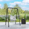 Outsunny Hammock Swing Chair, Macrame Hanging Chair with Large Cushion, Chain, Steel Frame for Indoor Outdoor Use, Gray