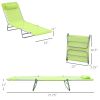 Outsunny Folding Chaise Lounge Chair, Green, Portable, 6-Level Adjustable Back, Pillow Included, Ideal for Patio, Garden, Beach