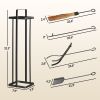 Outsunny 5 Piece Metal Fireplace Tools Set with Brush Broom, Poker, Shovel, Tongs, and Stand for Indoor or Outdoor, Black