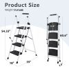 White four-step ladder, light folding four-step stool, wide anti-skid pedal and safety handle, strong steel ladder, multi-purpose ladder