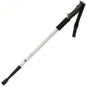 Three-section Straight Handle Retractable Trekking Poles (Color: Silver, Type: Walking Sticks)