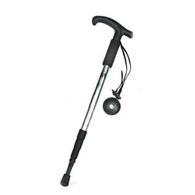 Four-Section Curved Handle Trekking Pole for Camping (Color: Silver White, Type: Walking Sticks)