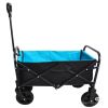 Foldable Wagon 150 Lbs Capacity Outdoor Camping Beach Cart Steel Frame Adjustable Garden Utility Rolling Cart with Wheels Black