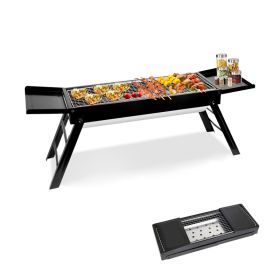 Portable Charcoal Grill for Backyard Camping Picnics Beach (Color: Black, Type: Grill)