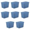 Large Storage Bin, 18 Gallon Plastic Storage Container with Snap-on Lid, 8 Pack