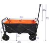 Foldable Wagon 150 Lbs Capacity Outdoor Camping Beach Cart Steel Frame Adjustable Garden Utility Rolling Cart with Wheels Black