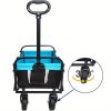 Foldable Wagon 150 Lbs Capacity Outdoor Camping Beach Cart Steel Frame Adjustable Garden Utility Rolling Cart with Wheels Black