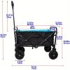 Foldable Wagon 150 Lbs Capacity Outdoor Camping Beach Cart Steel Frame Adjustable Garden Utility Rolling Cart with Wheels Black